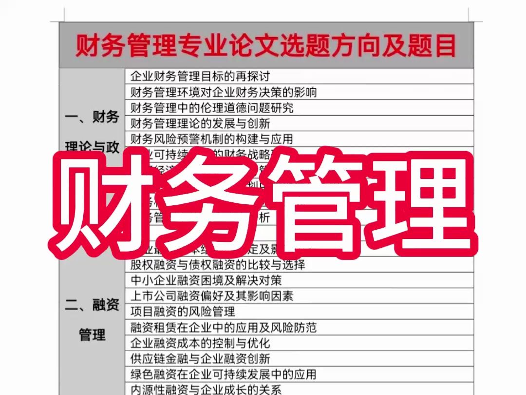 財務管理論文選題方向(財務管理案例分析)-圖1