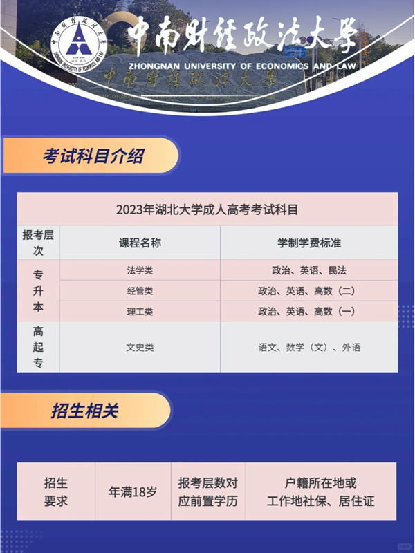 中南財經(jīng)政法大學(xué)成人高考在哪里報名-圖1 中南財經(jīng)政法大學(xué)成人高考在哪里報名-圖1