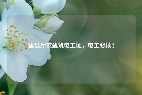 建設廳發建筑電工證，電工必讀！-圖1