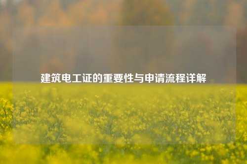 建筑電工證的重要性與申請(qǐng)流程詳解-圖1